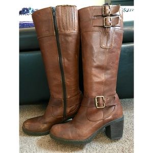 B.O.C. Tall Brown Heeled Boots - Size 8.5